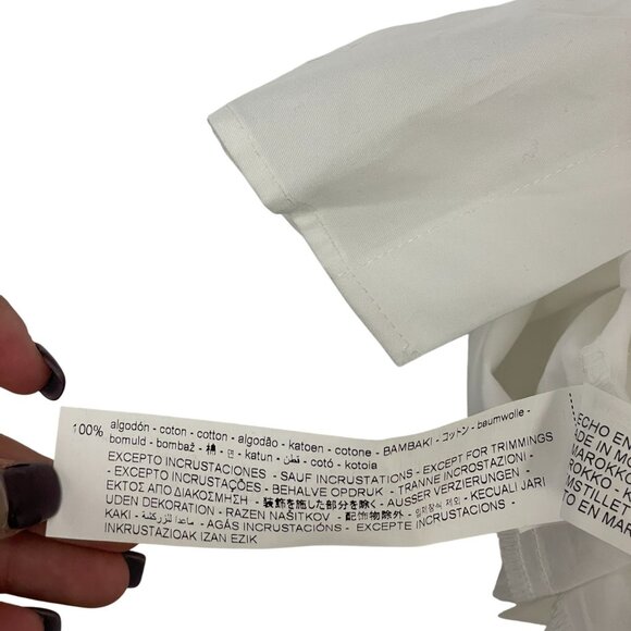 Zara Womens Shirt Blouse S Small White Button Up Beaded Poplin 8527/909 NWT - Picture 14 of 16